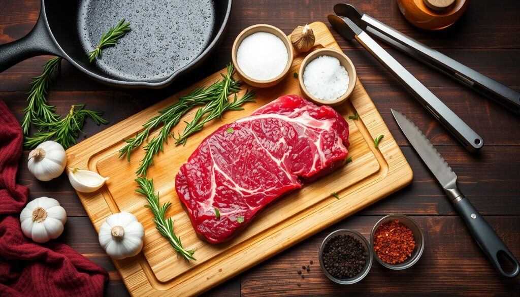 Steakzutaten und -ausstattung