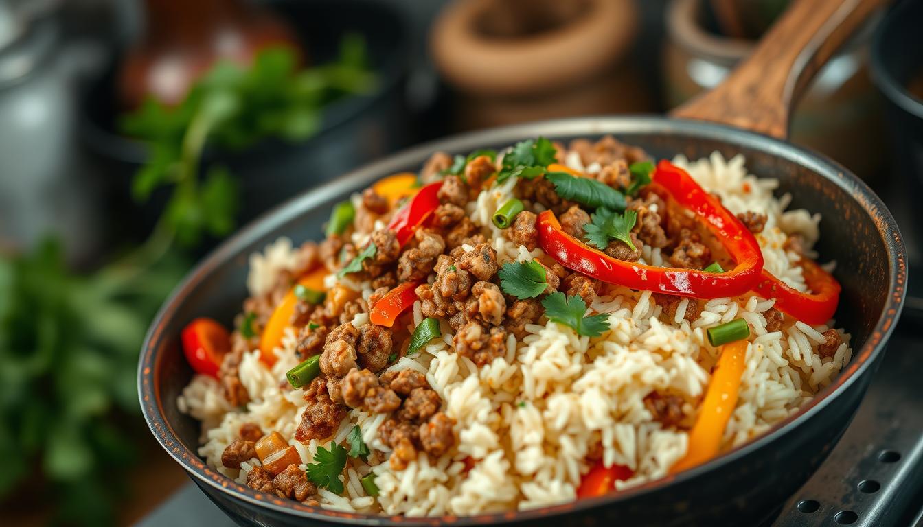 Leckere Reis Hackfleisch Pfanne in 30 Minuten