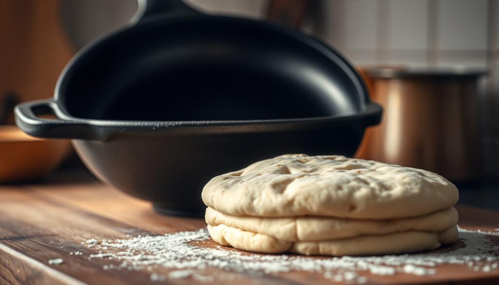 Gusseiserne Pfanne für Naan Brot