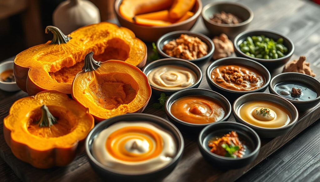 Hokkaido Kürbis Beilagen und Dips