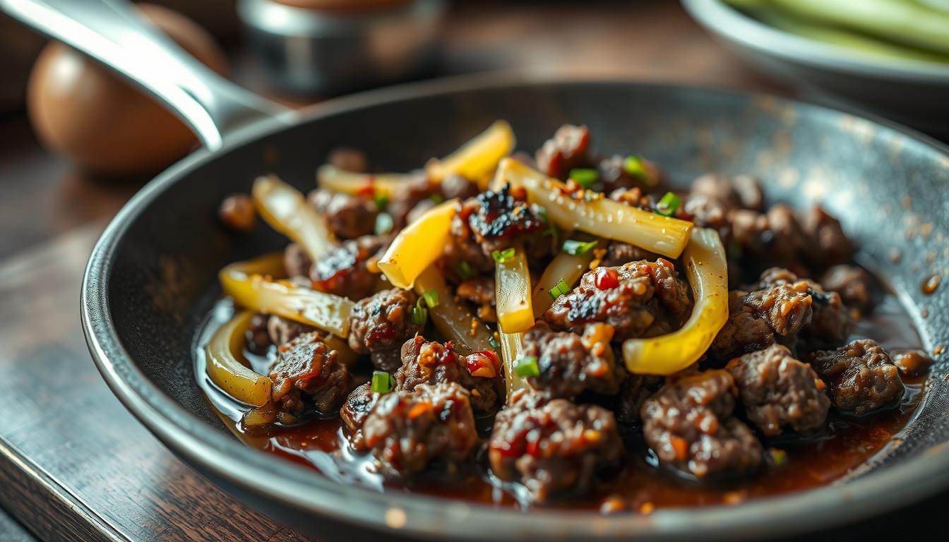 Leckere Hackfleisch Lauch Pfanne schnell zubereitet